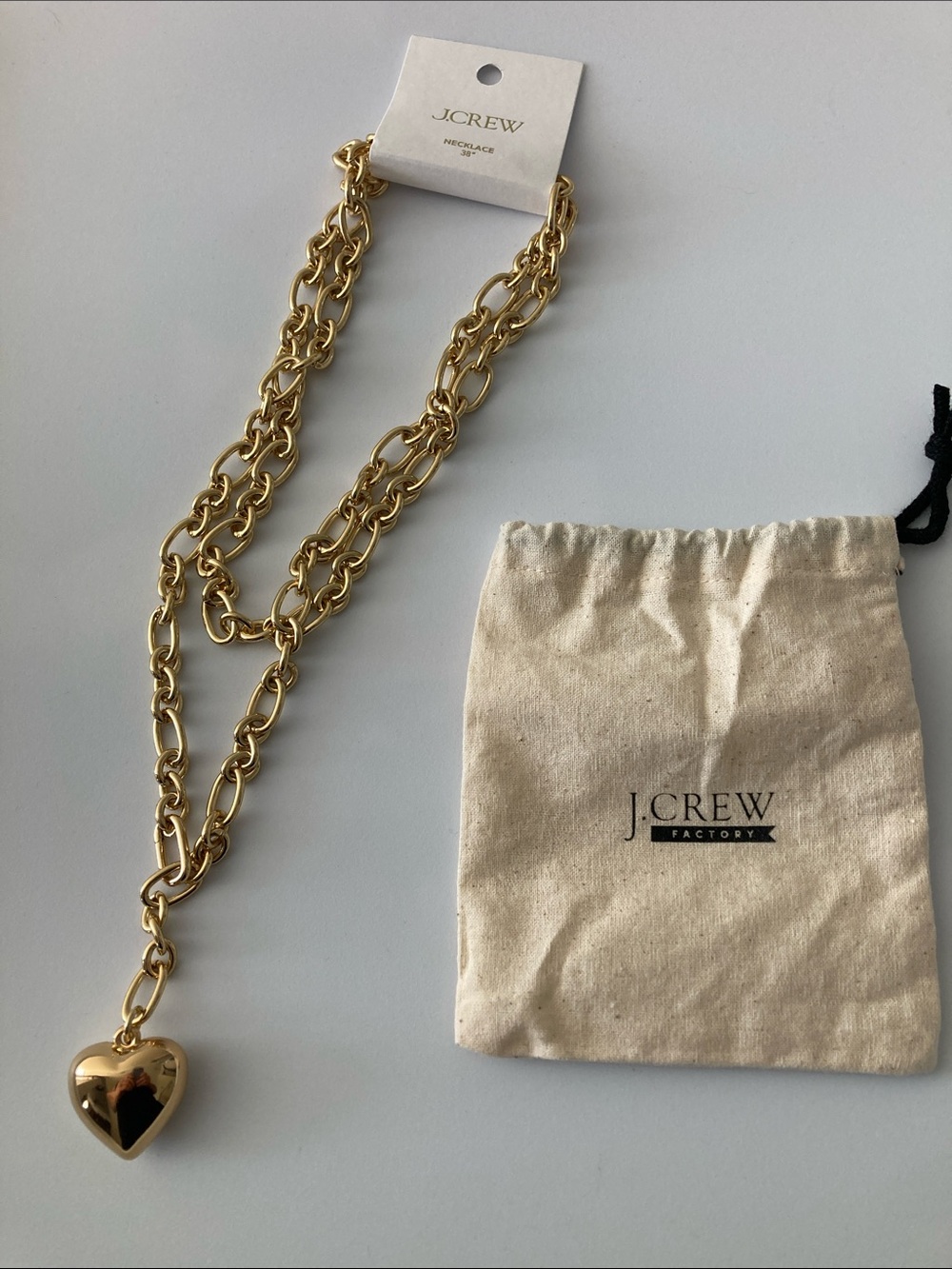 JCrew Factory double wrap gold tone heart necklace